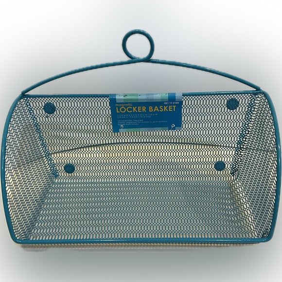 NEW VTG MAGNETIC LOCKER BASKET BLUE TEAL SCHOOL GYM WORK WORKOUT ORGANIZE STYLE - Picture 2 of 9
